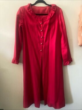 Vintage 1960’s Magenta-Pinkish- Red Long Sleeve Button-Front Dress Coat XS/ Sm